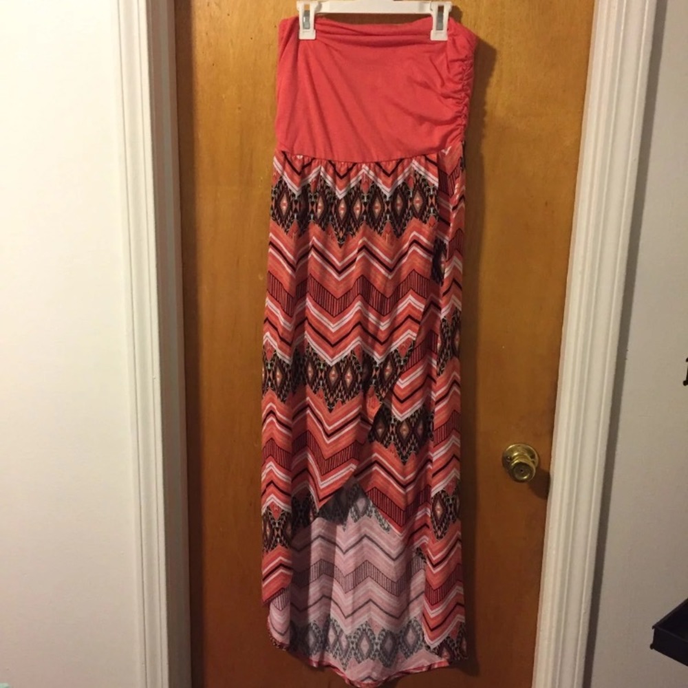 Coral Maxi Hi Lo Dress- Large